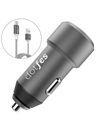 DOTFES Автомобильное зарядное устройство 2xUSB, 4.8A кабель micro USB