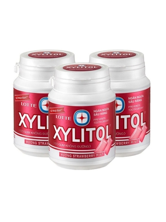 LOTTE Набор Xylitol Strawberry Mint, со вкусом клубники и мяты, 58 гр 3 штуки