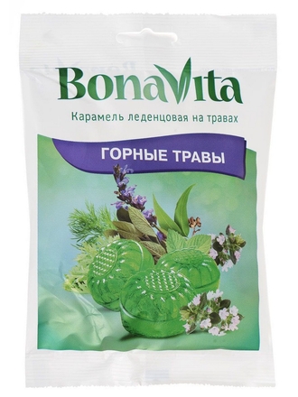 Bona Vita Карамель леденцовая Горные травы с витамином С на травах (10 шт*60 гр)