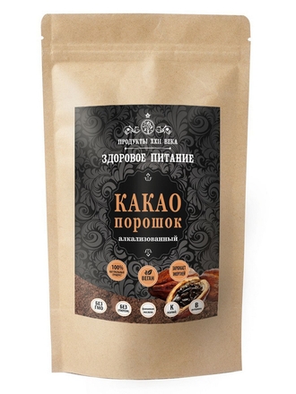 Продукты XXII века Какао, порошок алкализованный, дойпак 400 г