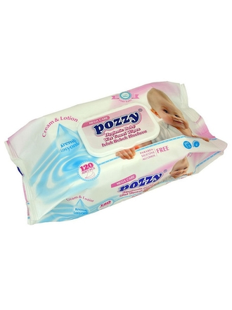 POZZY Влажные салфетки с крышкой, 120 шт