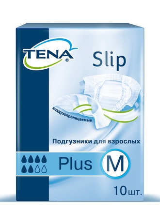 TENA Подгузники tena slip плюс m (обхват талии 70-110 см) дышащие 10 шт