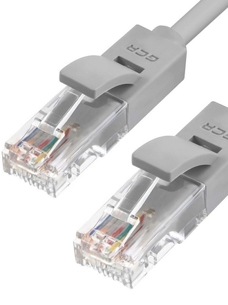 Greenconnect Патч-корд прямой, малодымный LSZH 05m UTP кат6, RJ45, серый, 24 AWG, литой, ethernet high speed