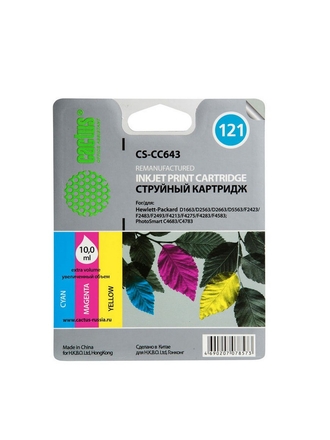 Cactus Картридж струйный CS-CC643 (HP 121) цветной для HP DeskJet D1663, D2500, D2563, D2663