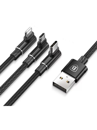 BASEUS Кабель Multi USB-iPMicroType-C MVP Mobile Baseus CAMLT-WZ01 Black 12m
