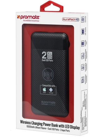 Promate Внешний аккумулятор Promate AuraPack-10 10000mAh с беспроводной зарядкой