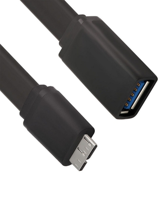 Greenconnect Адаптер переходник-гибкий USB 30 Premium microUSB 10pin AM/AF, 020m, плоский, чёрный