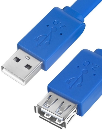 Greenconnect Удлинитель PROF USB 20, AM/AF, 075m, плоский синий, морозостойкий