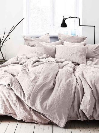 Seta Постельное белье Лён De Lux Light Pink Евро, лён