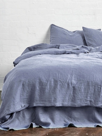 Seta Постельное белье Лён De Lux Dark Blue 2 спальное, лён