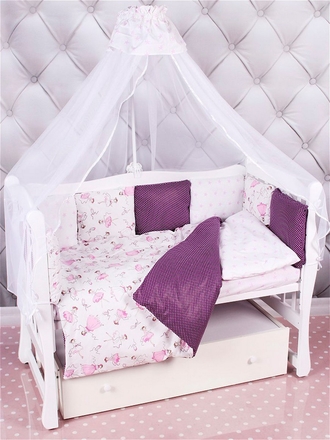 AmaroBaby Борт в кроватку 12 предметов (12 подушек-бортиков) AmaroBaby Пуанты(бязь, вишня/белый)
