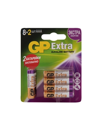 GP Батарейки Extra Alkaline AAA (LR6), 10 шт (24A-CR10) промо 82 бесплатно