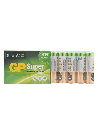 GP Батарейки Super Alkaline АА (LR6) 40 шт (15A-2CRVS40)