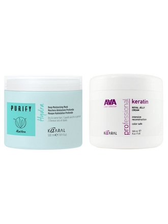 Kaaral Набор из двух супер-масок Purify Hudra mask 500мл AAA Keratin Royal Jelly Cream 500мл