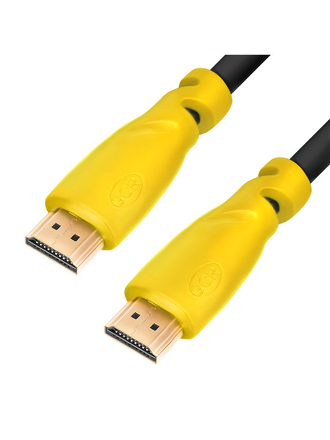 GCR Кабель 05m v14 HDMI M/M черный, желтые коннекторы,Ethernet 102 Гбит/с, 3D, 4K, GCR