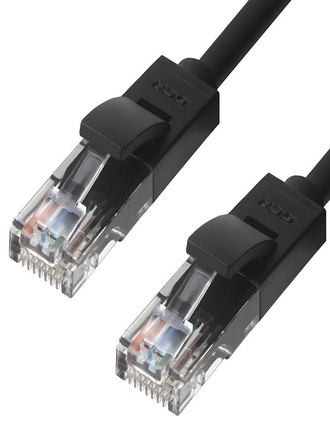 Greenconnect Патч-корд прямой, малодымный LSZH 50m UTP кат5e, RJ45, черный, 24 AWG, литой, ethernet high speed