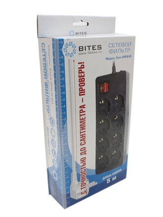 5bites Сетевой фильтр Extra SP8-B-50, 8 розеток, 5м, черный