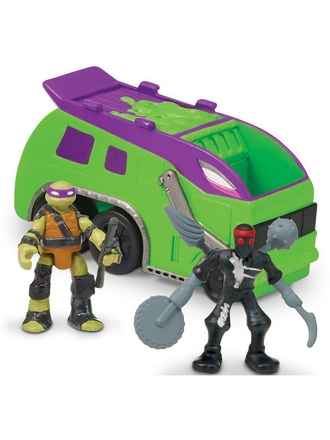 Playmates toys Микро Мусоровоз Черепашек-ниндзя с фигурками Донни и солдатом клана Фут