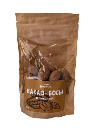Какао-бобы в шоколаде, 100 г Вкусвилл