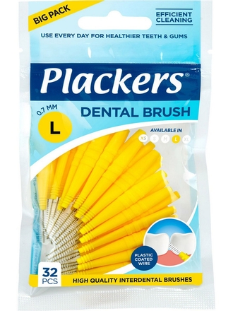 Межзубные ершики Plackers Dental Brush L, 0,7 мм. 32 шт. Plackers