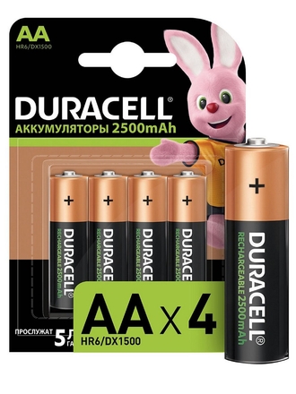 Аккумуляторная батарейка AA/HR6 4 шт DURACELL