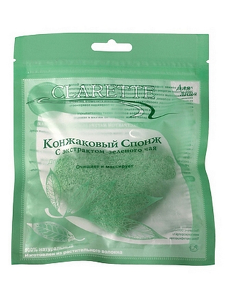 Конжаковый спонж с экстрактом зеленого чая, для лица CLARETTE