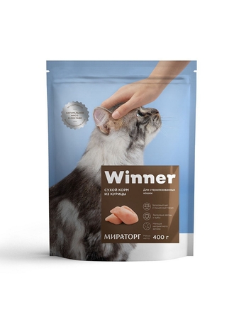 Сухой корм для стерилизованных кошек из курицы, 0,4кг Winner Мираторг