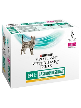 Корм влажный Veterinary Diets для кошек пауч при нарушении пищеварения с курицей, 10 шт. по 85г PRO PLAN