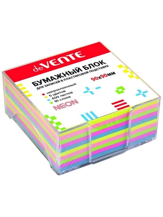 Куб бумажный в пластиковой подставке 90x90 мм 400 л deVENTE