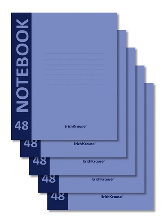 Комплект из 5 тетрадей с пластиковой обложкой на скобе Neon, голубой, А5, 48 листов, клетка ErichKrause