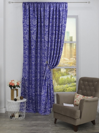 Штора Портьера Жаккард базовый 1,45*2,7 1 шт. Синий Amore Mio