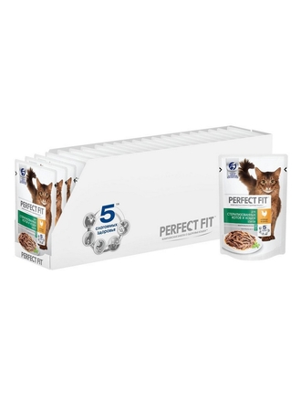 Влажный корм PERFECT FIT курица в соусе для стерилизованных котов и кошек, 24шт по 85г Perfect Fit
