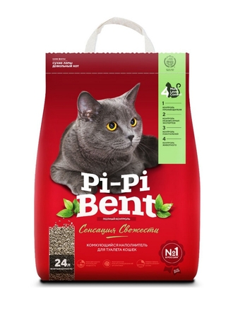 Наполнитель Pi-Pi-Bent Сенсация свежести комкующийся д/кошек 10кг 24л Pi-Pi-Bent