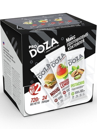 Protein ProDOZA MIX №2, земляника-лимон, фисташка, нуга, 24 пак. по 30 г ProDOZA