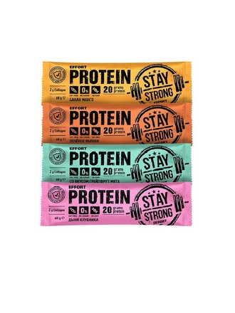 Батончик неглазированный protein МИКС банан-манго /печеное яблоко / грейпфрут-мята /дыня-клубника EFFORT