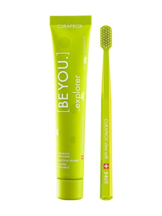 Осветляющая зубная паста Be You 90мл. зубная щетка 5460 UltraSoft (яблоко/алоэ) Curaprox