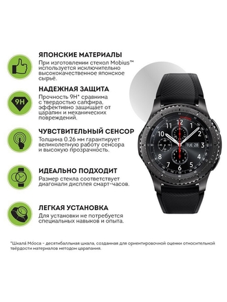 Защитное стекло Mobius для смарт-часов Samsung Gear S3 Classic/Frontier Mobius