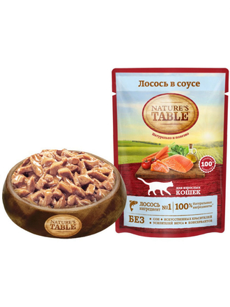 Влажный корм для кошек Natures Table Лосось в соусе, 85г Natures Table