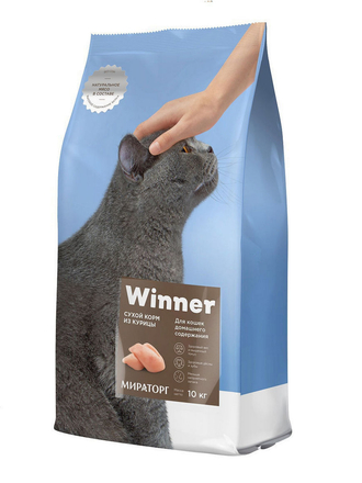 Корм для кошек домашнего содержания из курицы, 10кг Winner Мираторг