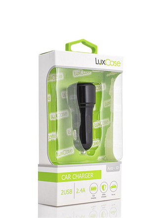 Зарядное устройство автомобильное | зарядка в прикуриватель авто USB 2.4A с AUTO ID LuxCase