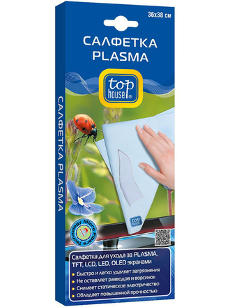 Салфетка для ухода за PLASMA, LCD, TFT и ЖК экранами, 36*38 см. TOP HOUSE