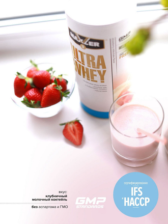 Протеиновый коктейль для похудения Ultra Whey Protein / Сывороточный протеин / Клубника 1800 гр MAXLER