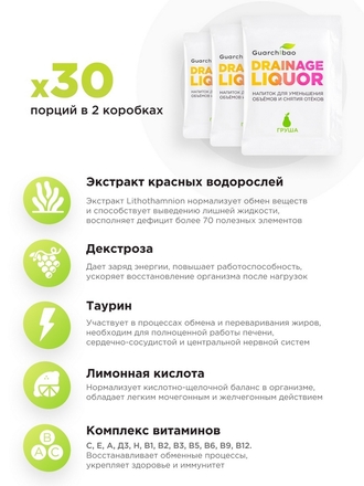 Drainage Liquor дренажный напиток 2шт/ Детокс / Похудение/ Мультивитамины / Стройность GUARCHIBAO