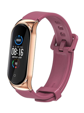 Cиликоновый ремешок с металл. корпусом для Xiaomi Mi Band 3, Mi Band 4, Mi Band 5, Mi Band 6 MIJOBS