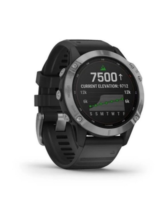 Смарт-часы Garmin Fenix 6 Solar серебристый с черным ремешком GARMIN