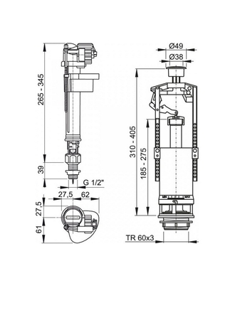 Выпускной комплект AlcaPlast SA2000SK 1/2 CHROM ALCAPLAST