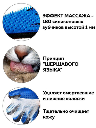 Перчатка щетка для домашних животных для вычесывания шерсти и волос 01-маркет