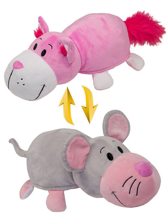 Игрушка Вывернушка 2в1, плюш Розовый кот-Мышь, 35 см 1Toy
