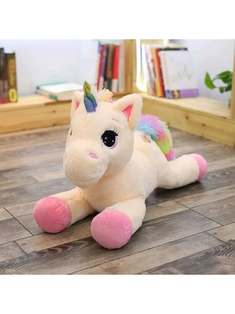 Мягкая игрушка, большой бежевый единорог, 110 см LARA TOYS