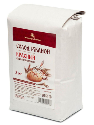 Солод ржаной красный/ темный/ферментированный 2 кг. Житница здоровья